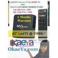 OkaeYa Android Smart TV Set Top Box With 2GB RAM/16GB ROM Quad Core processor, Wi-Fi Ultra HD 4K 1080P, Miracast, KODI & 6 Months Warranty